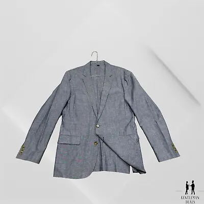 J. Crew Ludlow Blue Grey Slim Somelos Fabric Unlined Linen Blazer Sz 40R Career • $54.95