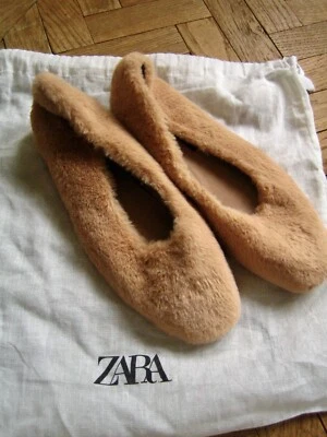 $30.50 • Buy Fabulous Pale Putty Pink Faux Fur ZARA Ballet Pumps Slippers - 39 - BNWOT