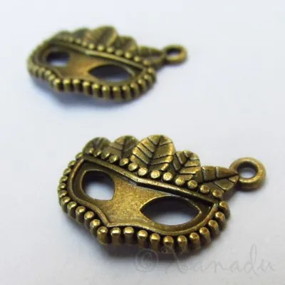 Masquerade Mask 22mm Antiqued Bronze Mardi Gras Charms C3342 - 5 10 Or 20PCs • $2.50