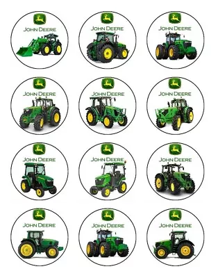$10.95 • Buy John Deere Tractors Cupcake Toppers Edible Icing Image Cake Decorations 12 #01