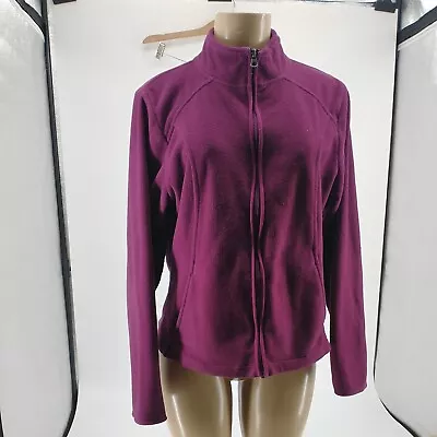 Merona Fleece Zippered Jacket Size Medium Burgundy Long Sleeve Pockets Womens • $24.99