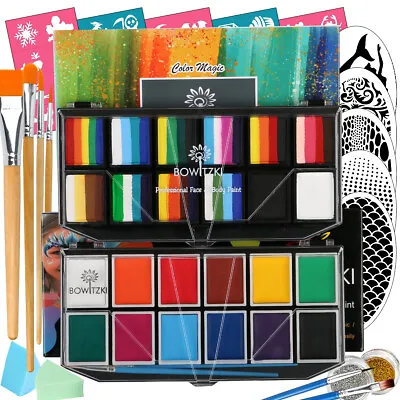 Bowitzki Face Painting Kit For Kids Party Split Cakes Palette Face Paint 2 Pack • £35.99
