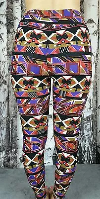 SOFT LuLaRoe Leggings RED BLACK Tribal Aztec Geometric Warrior Print Onesize  • $22