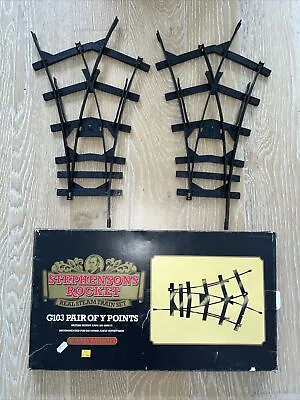 Pair (2x) HORNBY G GAUGE STEPHENSONS ROCKET Y POINT TRACK SECTIONS G103 Boxed • £24.99