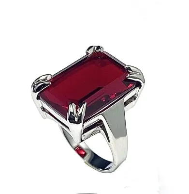 R0768R Gorgeous Mt St Helens Red Helenite 12x16mm Em 6.62Ct Sterling Silver Ring • $90