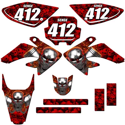 2004-2010 CRF 100 FLAMING GEARHEAD Red Senge Graphics Kit Compatible With Honda • $119.99