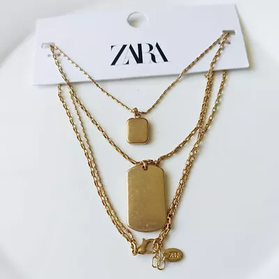 New 16  Zara Dual Strands Charm Collar Necklace Gift Vintage Women Party Jewelry • $10.99