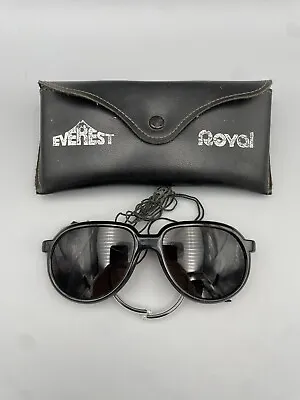 Royal Everest Sunglasses Vintage Ski Optiks Glacier ShieldsFrance Black W Case • $65