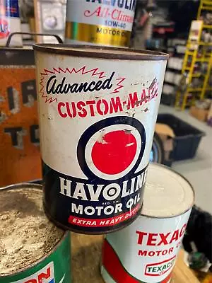 Vtg Havoline Custom Made Tin Metal Motor Oil Gas Can Collector Quart! • $19.95