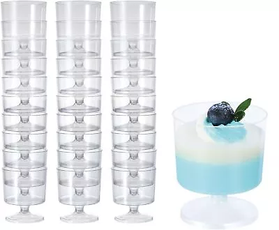 40Pack Mini Dessert Cups 2oz Clear Plastic Dessert Cups With Spoons Pedestal... • $25.66