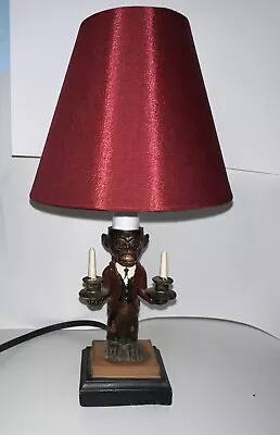 Vintage Monkey Bellhop Waiter Candleabra Lamp Mini Small RARE • $24