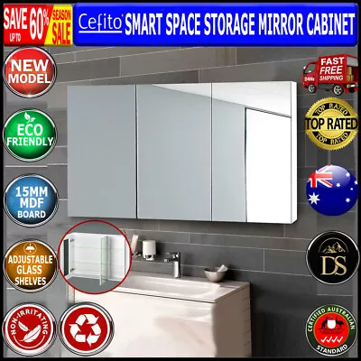 Cefito Bathroom Mirror Cabinet Vanity Medicine White Shaving Storage 900mmx720mm • $133.63