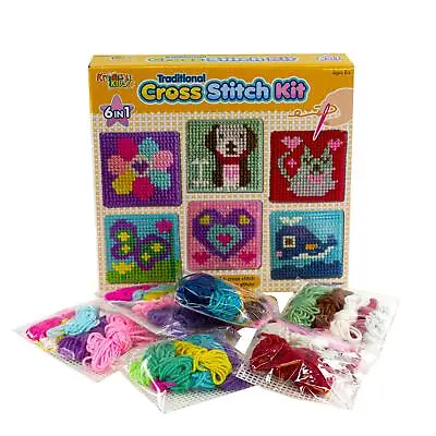 £7.99 • Buy Kids 6 In 1 Traditional Cross Stitch Kit 6 Childrens Designs Tapestry Sewing Set