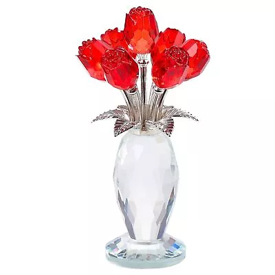 Red Rose Crystal Flower Glass Roses Bouquet Home Decor Gifts For Women Collec... • $45.42