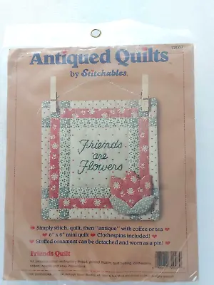 1990 Antiqued Quilts By Stitchables Friends And Flowers Kit Size 6 X 6 Inches • £19.95