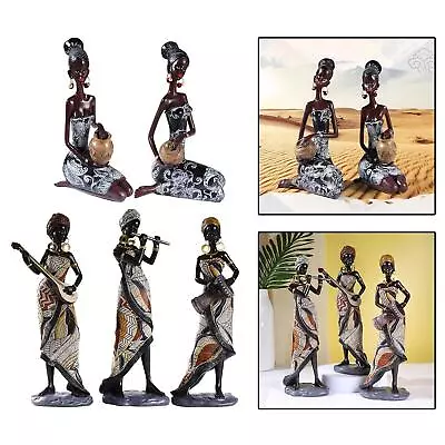 Retro Style African Lady Figurine Tribal Women Statue For Tabletop Office • $51.19