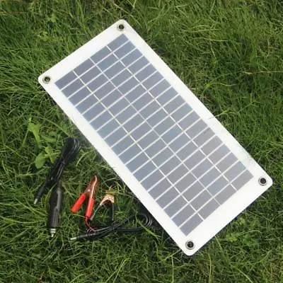 $36.56 • Buy 12V 8.5W Portable Solar Panel Semi-Flexible With Alligator Clips Battery Charge