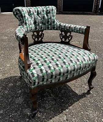 £325 • Buy Georgian Arm Chair Bedroom Piccadilly Line Tube Green Fabric