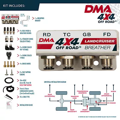 DMA  4Wd Diff Breather Kit 4 Port For Toyota Landcruiser 100 Series 4x4 • $45