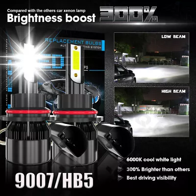 9007 HB5 LED Headlight Bulbs Conversion Kit High Low Beam 8000K Super White • $18.98