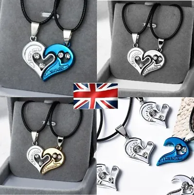 £3.99 • Buy 2x Necklace Heart Love Couple Pair Pendant S Cute Romantic Rope Valentine Day UK