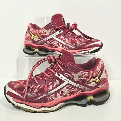 Mizuno Wave Creation 15 Red Pink/ Coral/Lime Running Shoes Womens Size 7.5 • $25.94
