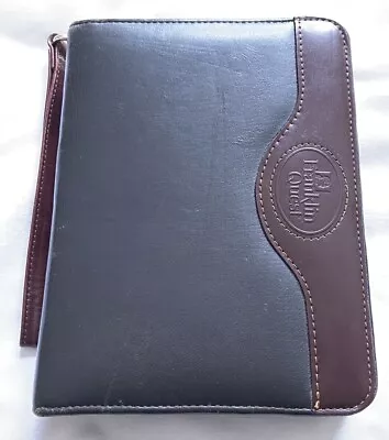 Franklin Quest Black/Maroon Zip Woodland Leather 7 Ring CLASSIC Planner/Wallet • $16.99