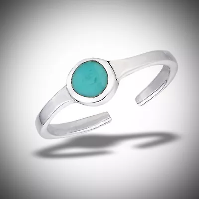 Turquoise 'Button' Toe Ring - SOLID 925 Sterling Silver - NEW! • $11.22