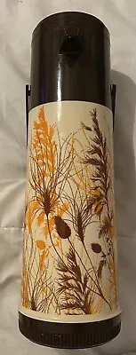 Vintage 1970s Aladdin PUMP-A-DRINK Dispenser Autumn Wheat Thermos 1 QT P150 • $14.40