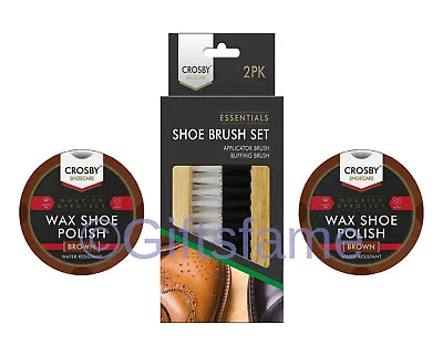 £10.99 • Buy Shoe Care Boot Polishing Cleaning Kit - Crosby 2 Brushes Plus 2 Brown Polish Tin