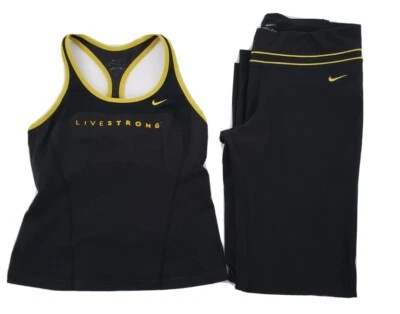 $59.99 • Buy NIKE Livestrong Women's 2pc Outfit Top Bottom Attached Sports Bra Black Size M 