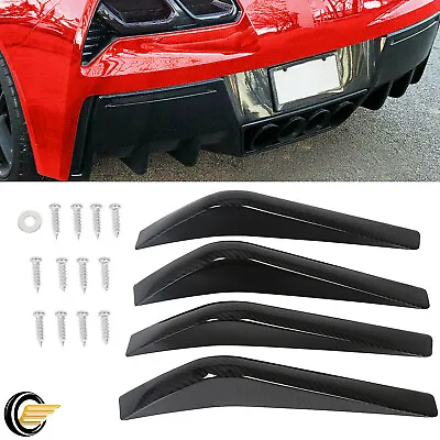 For Corvette C7 14-19 Rear Bumper Lower Air Diffuser Fins Carbon Fiber Look • $30