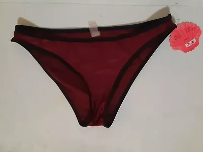 NWT Apollo Swimwear Women's Size L Coral Tropics/ Shimmery Burgundy & Black Trim • $30.99