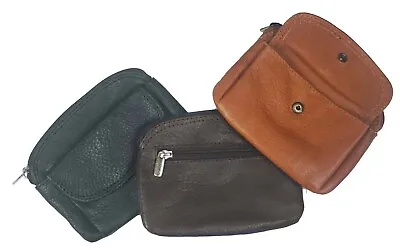 Genuine Leather Woman Men Coin Purse Cowhide Change Purse Coin Pouch Key Ring • $9.89