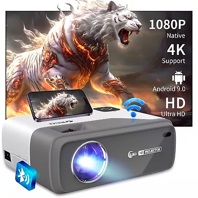 EUG HD LED Android 9.0 Projector Native 1080p Multimedia Home Cinema Netflix • $335.99