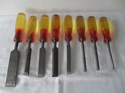 8 Vintage Marples Shamrock Wood Chisels Sheffield Made Various Sizes . • £45