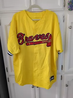 Majestic Atlanta Braves Men's XL Jersey Vintage Gold Rare Made USA Baseball MLB • $89.95
