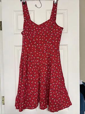 Disney Lauren Conrad Red Minnie Mouse Print Backless Sundress Knot Tied Dress 12 • $10
