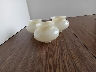 3 Matched  Chandelier Sconce Custard Glass  Shades 4  Tall 1 5/8  Fitter Glows • $84.50