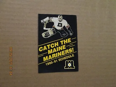 AHL Maine Mariners Vintage Defunct 1990-91 Team Logo Hockey Pocket Schedule • $15