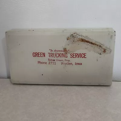 Vintage Green Trucking Service Boyden Iowa Advertising Metal Box • $29.99