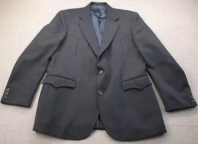 Circle S Dallas Texas USA Mens Navy Blue Western Sport Coat Blazer Jacket  42 L • $79.99