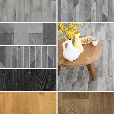 £55.93 • Buy Quality Non-Slip Vinyl Flooring Plank & Tile Effect Cheap Lino Kitchen Bathroom 