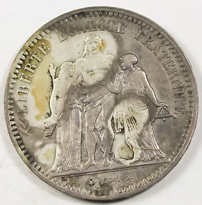 1849 A Republic Of France 5 Francs Silver Crown Size Coin XF Hercules & Friends • $39.99