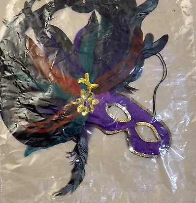 Venetian Carnival Side Feather Masquerade Mask Mardi Gras Party • $24.61