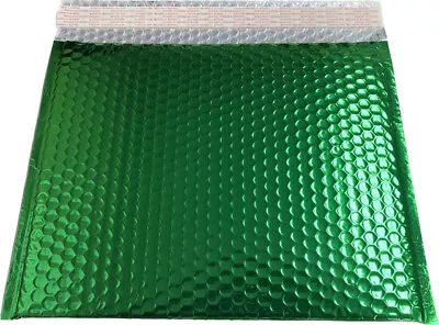 GREEN 12.75  X 10.5  Glamour Metallic BUBBLE MAILERS Blingvelopes™ Case Of 100 • $57.77