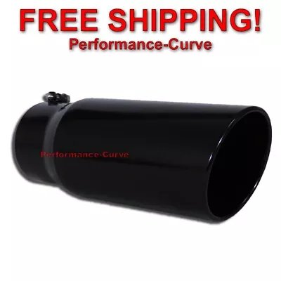 Black Diesel Stainless Steel Bolt On Exhaust Tip 5  Inlet - 6  Outlet - 15  Long • $54.95