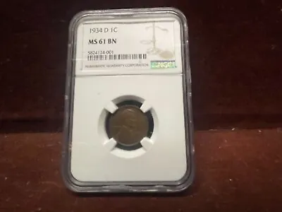 1934 D Lincoln Cent Ngc Ms 61bn • $22.50