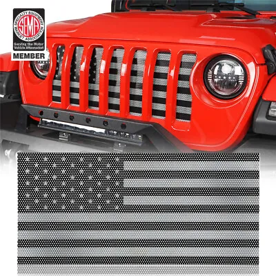 USA Flag Front Mesh Grille Inserts For Jeep Wrangler JL Gladiator JT 2018-2023 • $38.56