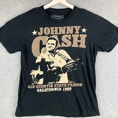 Johnny Cash Shirt Mens Medium Black Flip The Finger Jim Marshall Country Music • $10.63